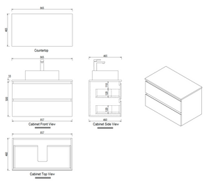 Wall Hung Oak Brown Bathroom Vanity with Engineered Stone benchtop - Z6001W-85