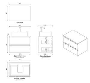 Wall Hung White Bathroom Vanity with Engineered Stone benchtop - B6001W-65