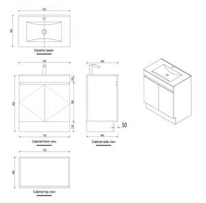 Free-standing White Bathroom Vanity with Ceramic Top Integrated Basin - B6001F-75