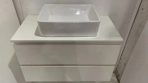 Wall Hung White Bathroom Vanity with Engineered Stone benchtop - B6001W-85