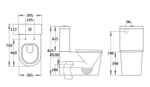 Back To Wall Two-Piece Toilet - K002