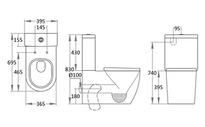 Back To Wall Two-Piece Toilet - K008