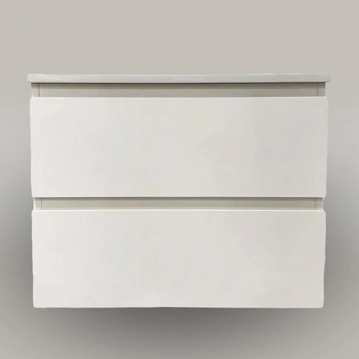 Wall Hung White Bathroom Vanity with Engineered Stone benchtop - B6001W-65