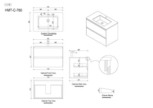 Timber Bathroom Vanity with Engineered Stone Countertop and Ceramic Basin - HMT-C-760