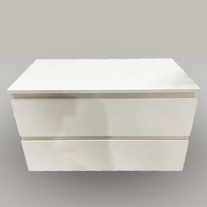 Wall Hung White Bathroom Vanity with Engineered Stone benchtop - B6001W-85