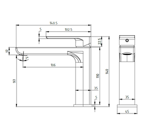 Basin Faucet Tap Mixer for undermount Basins - ZA21001