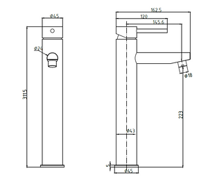 Vessel Mixer Tap / Tall Mixer Tap for Top Mount Basin - HG-ZA61005