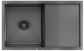 Single Bowl with Drainboard Rectangular Stainless Steel Sink Undermount Top mount - CT-7845WD-NANO BLACK