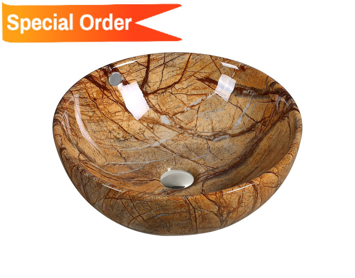 Art Basin Marble Pattern Round Top Mount Basin - A0038