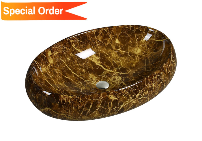 Art Basin Marble Pattern Oval Top Mount Basin - A0041