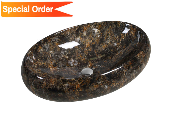 Art Basin Marble Pattern Oval Top Mount Basin - A0067