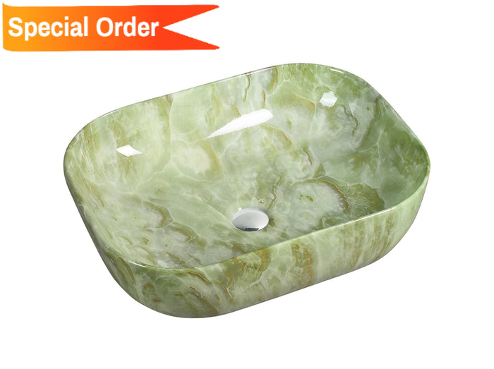 Art Basin Marble Pattern Round Corner Rectangle Top Mount Basin - A0030