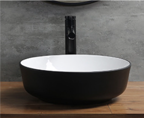 Ceramic Art Basin Top Mount Black And White Round - GX1054B