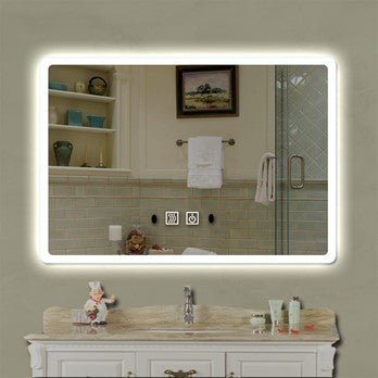 LED Frontlit Frosted Edge Bathroom Mirror with Demister and Colour Switch - Rectangle 16 - 600/750/900/1000