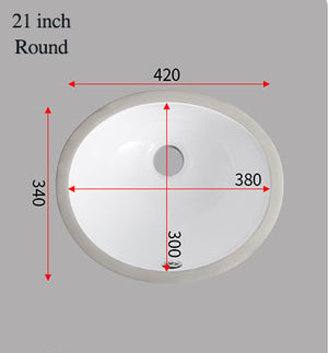 Round and Oval Under Mount Basin Bathroom Sink Gloss White Ceramic Sink - YN