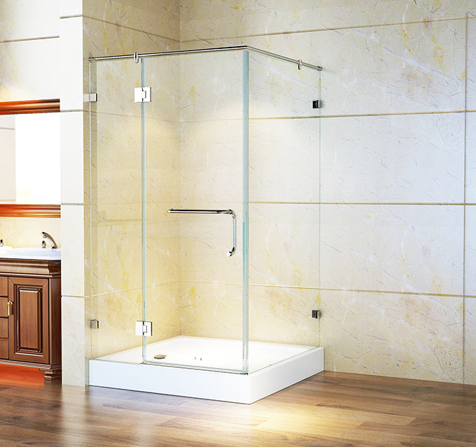 8mm Toughened Glass Shower Screens Frameless Top Supporting Bars Pivoting Door -Clear-953L31