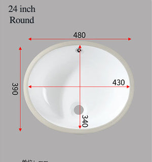 Round and Oval Under Mount Basin Bathroom Sink Gloss White Ceramic Sink - YN