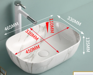 Art Basin Marble Pattern Top Mount Rectangle - GX1328