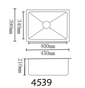 Single Bowl Rectangular Stainless Steel Sink Undermount Top mount -4539