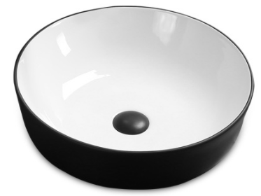 Ceramic Art Basin Top Mount Black And White Round - GX1054B