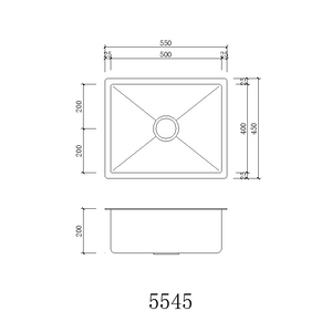 Single Bowl Rectangular Stainless Steel Sink Undermount Top mount -5545