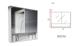 White Shaving Cabinet Wall Cabinet With Mirror and Shelf Double Door - 7870