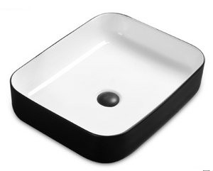 Ceramic Art Basin Top Mount Black And White - GX1073