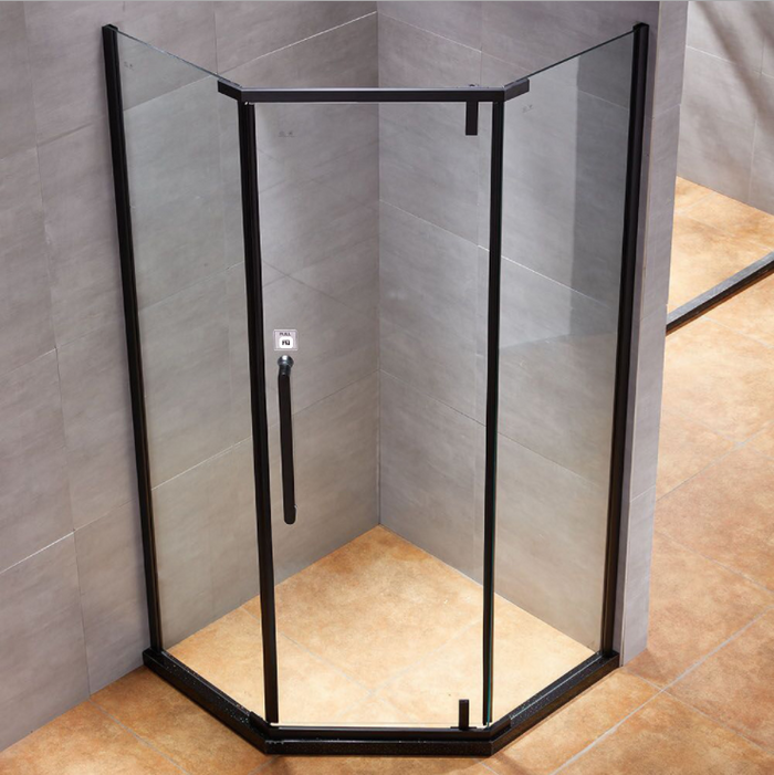 8mm Toughened Glass Shower Screens Semi Black Frame - 100100200 - 0056