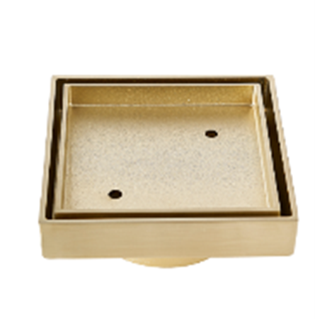 Floor Drain Tile Insert Floor Waste Brass Golden Floor Drain 115*115mm 75mm outlet -700405BGV