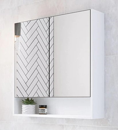 White Single or Double Door Bathroom Mirrored Shaving Cabinet With Shelf-HS450SS/HS600SS/HS750SS/HS900SS