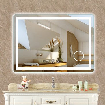 LED Frontlit Bathroom Mirror with Demister and Colour Switch and Bluetooth - Rectangle 67 - 800/900