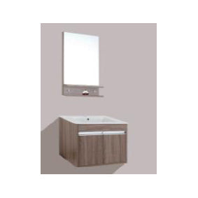 590mm Wall Hung Wall mount Vanity ceramic top and integrated basin with mirror shelf - HMT-D0131