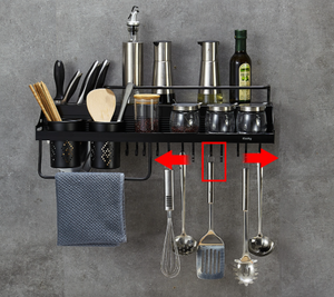 Adhesive Wall Hung Kitchen Rack Storage Rack Black - 60cm