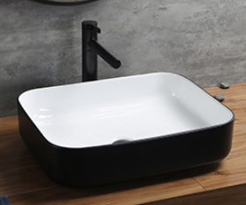 Ceramic Art Basin Top Mount Black And White - GX1073