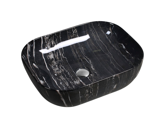 Art Basin Marble Pattern Round Corner Rectangle Top Mount Basin - A0056