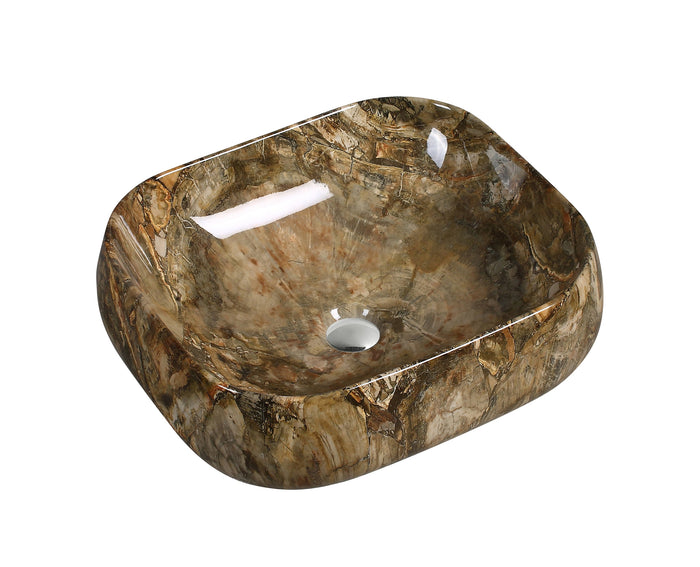 Art Basin Marble Pattern Round Corner Square Top Mount Basin - A0090