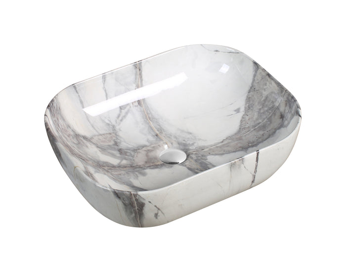 Art Basin Marble Pattern Round Corner Rectangle Top Mount Basin - A0093