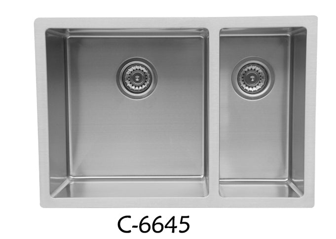 Double Bowl Rectangular Stainless Steel Sink Undermount Top Mount-C-6645