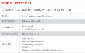 Di Lusso CERAMIC COOKTOP - 900MM TOUCH CONTROL CC905MBT