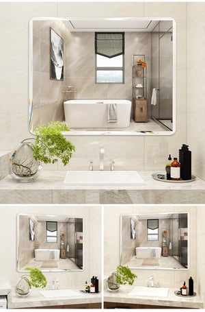 Adhesive/Wall-mounted rectangular bathroom mirror - 7090