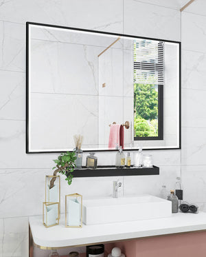 Rectangular bathroom mirror Black or Silver frame - 4060