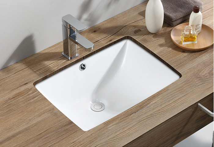 Rectangle Under-mount Undercounter Basin Bathroom Sink Gloss White Ceramic Sink -YN16/18/20/22R