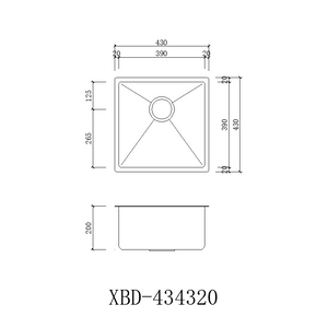 Single Bowl Rectangular Stainless Steel Sink Undermount Top mount - XBD-453920/434320