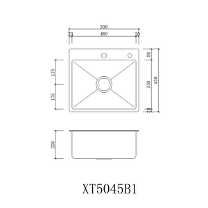 Single Bowl Rectangular Stainless Steel Sink Undermount Top mount - XBD-XT5045B1/XT6045B1