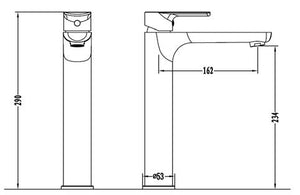 Vessel Mixer Tall Mixer for Top Mount Basin (Garda) ZA51002